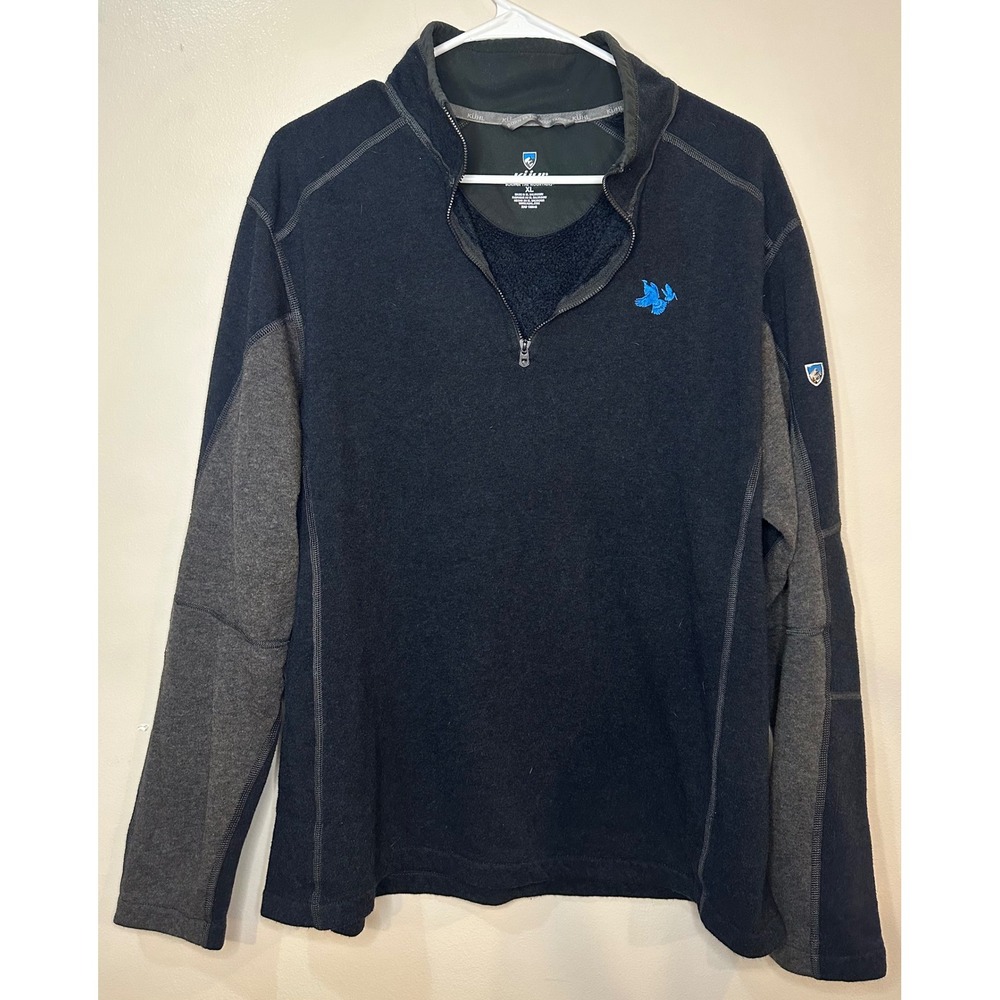 Kuhl Revel‎ 1/4 Zip Fleece Sweater Mens Size XL Navy Blue Gray Pullover